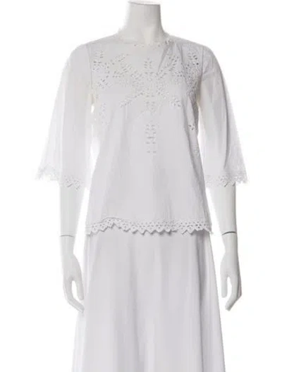 Pre-owned Isabel Marant Étoile Crew Neck Three-quarter Sleeve Blouse In White