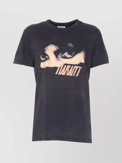 Isabel Marant Étoile Crewneck Graphic Print Logo Top In Black