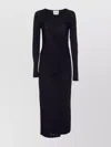 Isabel Marant Étoile Crewneck Long Sleeve Midi Dress With Ruched Detailing In Blue