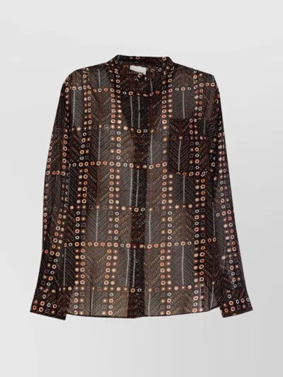 Isabel Marant Étoile Crewneck Long Sleeves Sheer Fabric Top In Multi