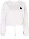 Isabel Marant Étoile Cropped Beige Sweatshirt With Logo Print In White