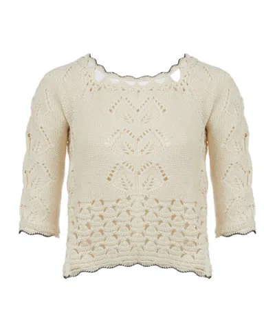 Isabel Marant Étoile Cropped Boat-neck Crochet Sweater In Neutral