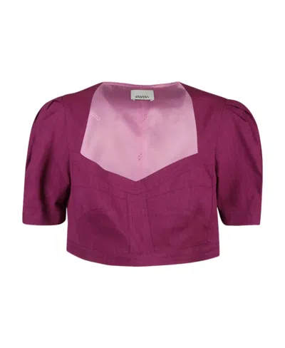 Isabel Marant Étoile Cropped Bustier Shirt In Red