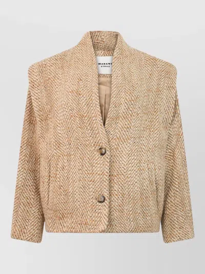 Isabel Marant Étoile Cropped Herringbone Jacket Buttoned Front In Black