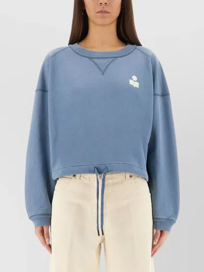 Isabel Marant Étoile Cropped Knitwear Drawstring Hem In Blue