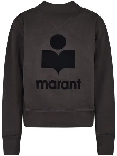 Isabel Marant Étoile Cropped Sweater With Bold Logo Design And Ribbed Cuffs In Brown