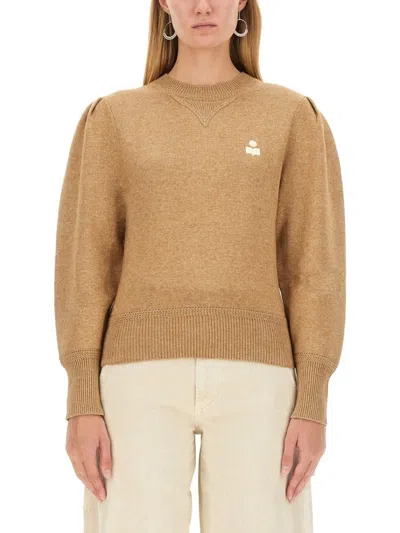 Isabel Marant Étoile Cropped Sweater With Voluminous Puff Sleeves In Neutral