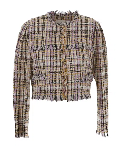 Isabel Marant Étoile Cropped Tweed Jacket In Gray