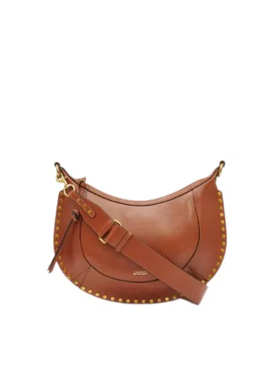 Isabel Marant Étoile Curved Brown Leather Bag With Gold Stud Accents