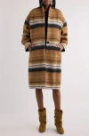 Isabel Marant Étoile Daby Mixed Stripe Wool Blend Coat In Brown