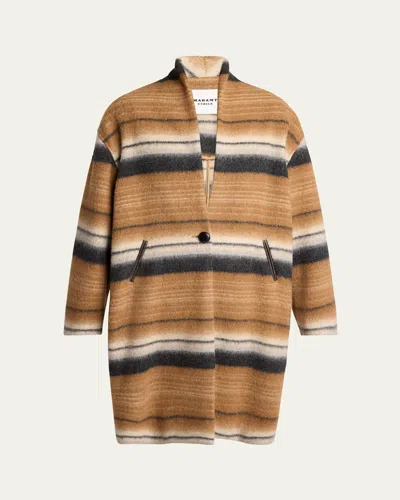 Isabel Marant Étoile Daby Stripe Overcoat In Camel