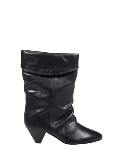 Isabel Marant Étoile Slouchy Mid-calf Boots With Pointed Toe In Black