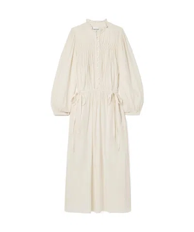 Isabel Marant Étoile Dalida Smocked Cotton-blend Voile Midi Dress In White