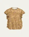 Isabel Marant Étoile Daliyane Floral Flutter-sleeve Blouse In Brown