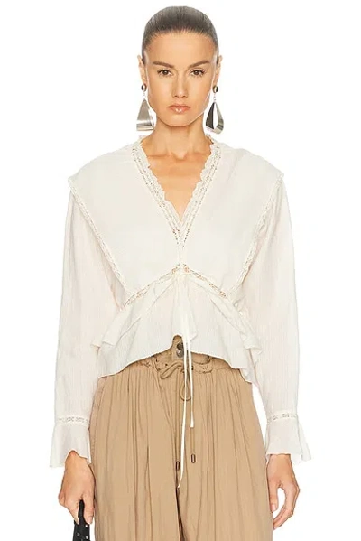 Isabel Marant Étoile Damienne Cotton And Linen-blend Top In Neutral