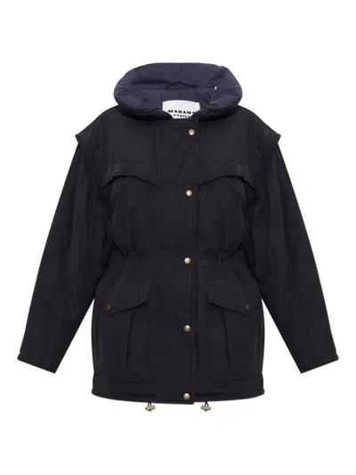 Isabel Marant Étoile Damone Hooded Buttoned Coat In Black