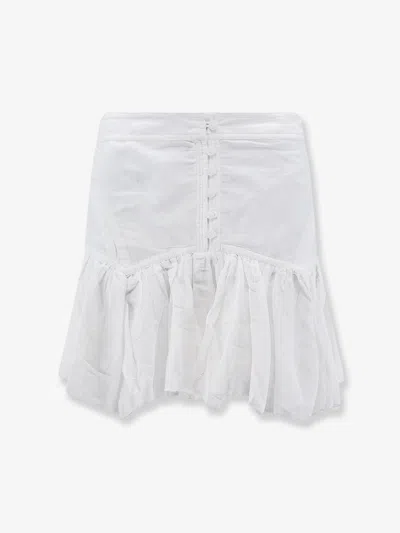 Isabel Marant Étoile Daneen Organic Cotton Viscose Button Mini Skirt In White