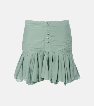 Isabel Marant Étoile Daneen Ruffled Cotton-blend Miniskirt In Green