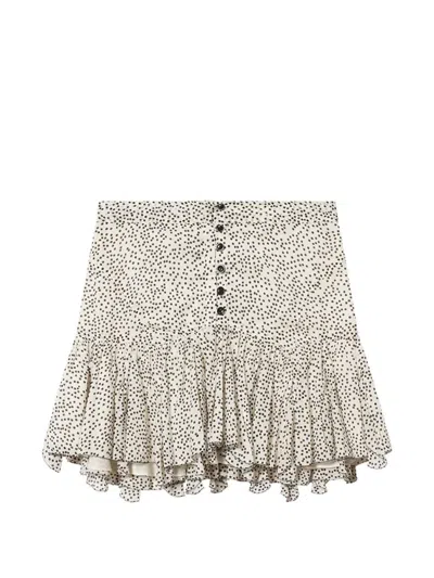 Isabel Marant Étoile Daneen Polka-dot Ruffled Cotton Mini Skirt In White