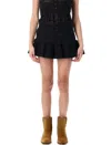 Isabel Marant Étoile Flared Mini Skirt With Lace Embroidery In Black