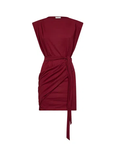 Isabel Marant Étoile Dark Burgundy Jersey Marielle Draped Mini Dress