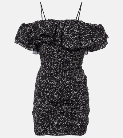 Isabel Marant Étoile Davilia Draped Polka-dot Cotton Minidress In Black