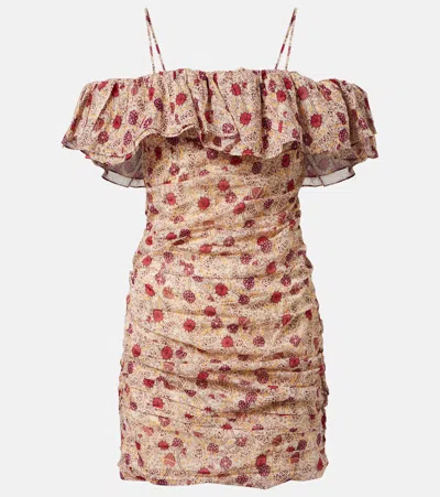 Isabel Marant Étoile Davilia Off-shoulder Ruched Cotton Minidress In Brown