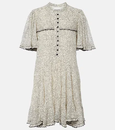Isabel Marant Étoile Daynia Polka-dot Ruffled Mini Dress In Neutral