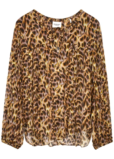 Isabel Marant Étoile Daytonea Printed Georgette Blouse In Brown