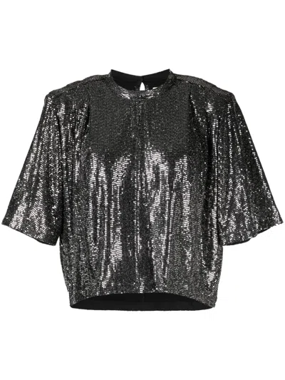 Isabel Marant Étoile Delfi Rhinestone Blouse In Silver