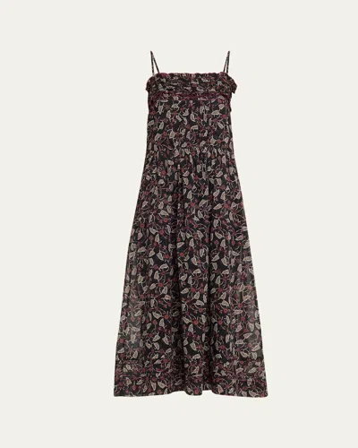 Isabel Marant Étoile Demy Floral Cotton Slipdress In Brown