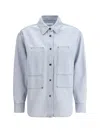 Isabel Marant Étoile Gb Long Sleeves Collared Neck Chest Pockets In Light Blue