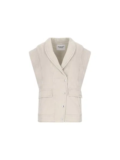 ISABEL MARANT ÉTOILE DENIM VEST IN BEIGE COTTON