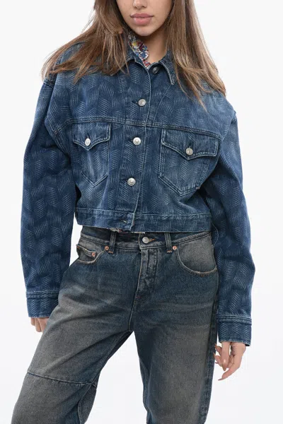Isabel Marant Etoile Denims Cropped Jacket With Delavé Motif In Blue