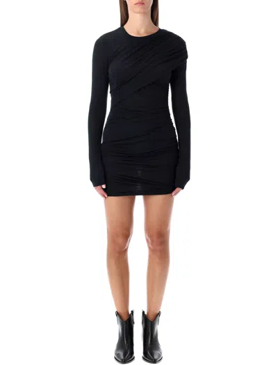 Isabel Marant Étoile Denise Fitted Draped Mini Dress In Black