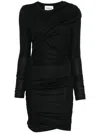 Isabel Marant Étoile Draped Jersey Mini Dress With Long Sleeves In Black