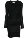Isabel Marant Étoile Draped Jersey Mini Dress With Long Sleeves In Black