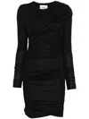 Isabel Marant Étoile Draped Jersey Mini Dress With Long Sleeves In Black