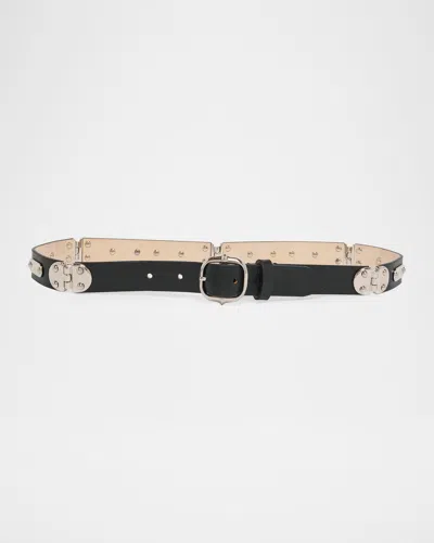 Isabel Marant Étoile Depson Leather Belt In Black/pall