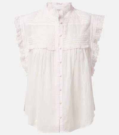 Isabel Marant Étoile Dersia Embroidered Ruffled Cotton Blouse In White