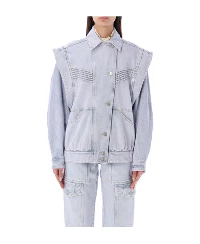 Isabel Marant Étoile Detachable-sleeves Denim Jacket In White