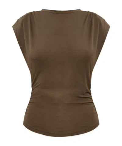 Isabel Marant Étoile Shoulder-padded Top In Brown