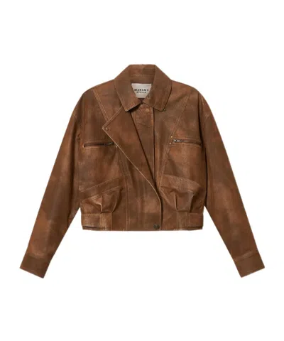 Isabel Marant Étoile Distressed-effect Panelled Jacket In Brown