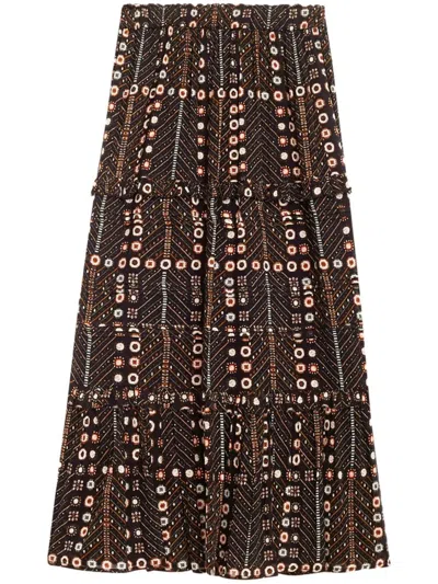 Isabel Marant Étoile Isabel Marant Etoile Diya Long Printed Cotton Voile Skirt In Black