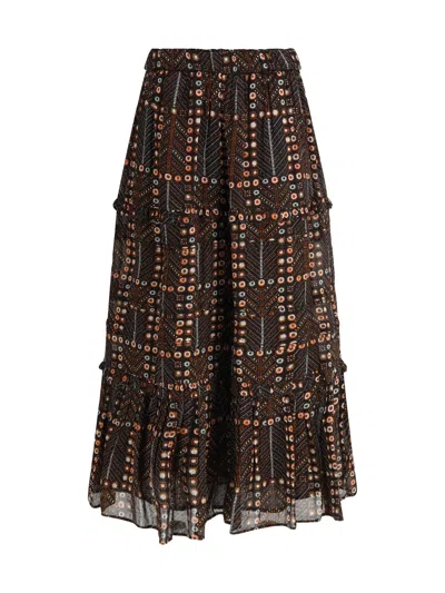 Isabel Marant Étoile Diya Skirt In Cotton Voile With Print Women In Multi