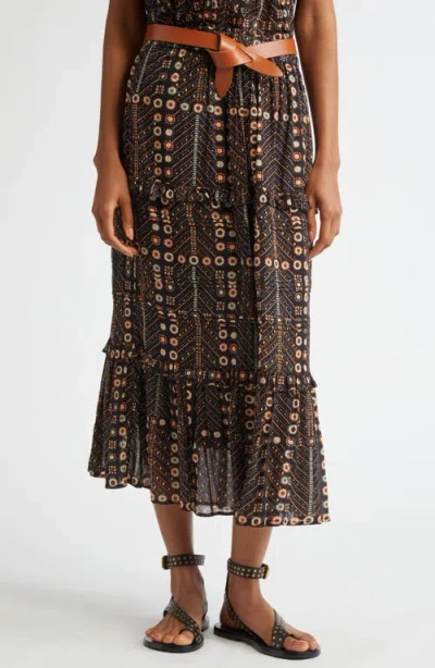 ISABEL MARANT ÉTOILE ISABEL MARANT ÉTOILE DIYA RUFFLE TIERED COTTON VOILE MIDI SKIRT