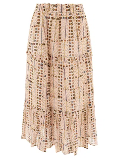 Isabel Marant Étoile Tiered Ruffled Skirts In Printed Lightweight Fabric In Beige