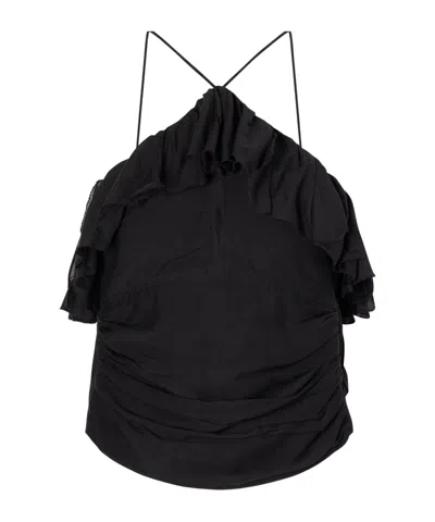 Isabel Marant Étoile Djimia Ruffled Cotton-blend Tank In Black