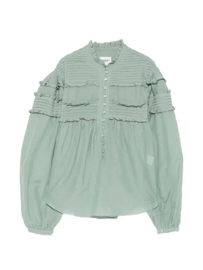 Isabel Marant Étoile Doane Blouse With Ruffles In Sage Green
