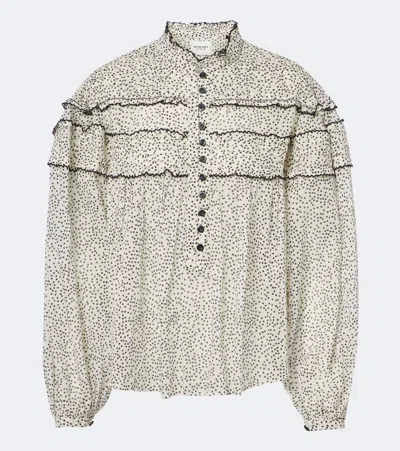 Isabel Marant Étoile Doane Polka-dot Cotton Voile Blouse In White